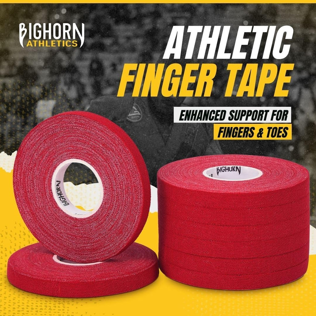 Bighorn Athletics Jiu Jitsu Finger Tape | Residue-Free Athletic Finger Tape for Sports & Injuries: Rock Climbing, Volleyball, Football, Basketball, Hands & Toes | 0.3-Inch x 45-feet, 8-Rolls, Red