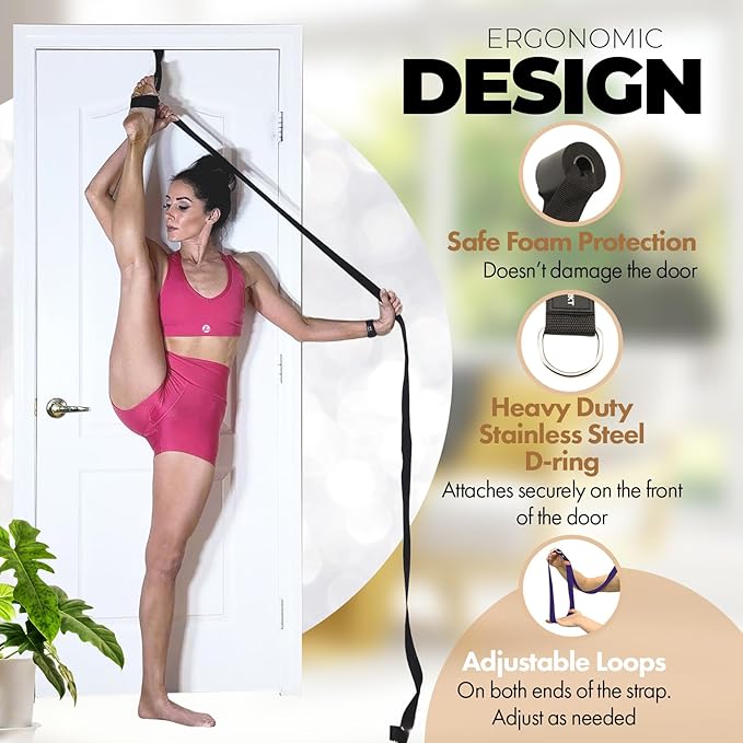 Pilates Stretching Strap with Door Anchor - Flexibility Equipment for Pilates Practitioners - Ideal for Improving Leg Flexibility, Core Stability, and Posture Alignment at Home-FlexoryFit