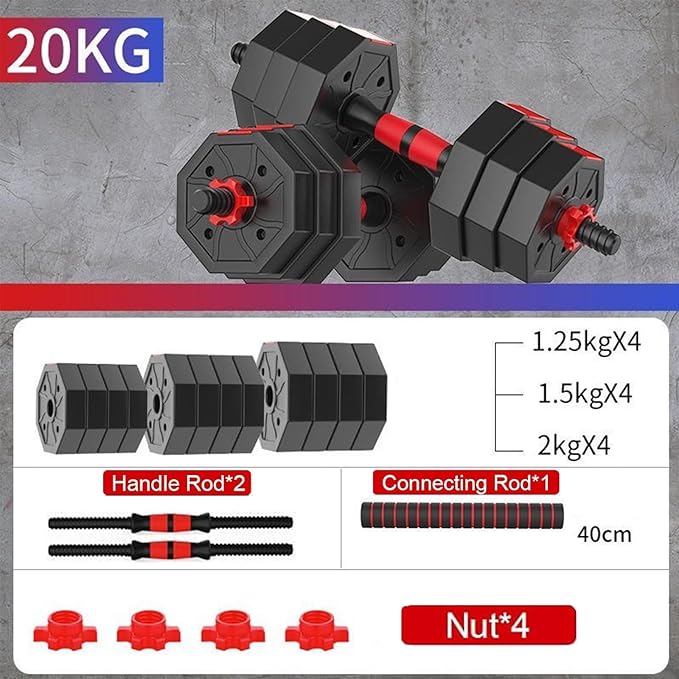 Adjustable Dumbbell Set, 5-44 lbs Free Weight Set with Connector for Barbell, Dumbbells, Push-Up Options, Fitness Exercises for Home Gym Suitable Men/Women-FlexoryFit