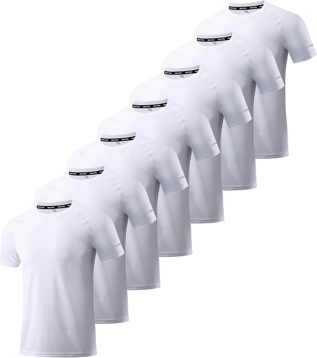 Boyzn 1, 3, 5 or 7 Pack Men's Workout Running Shirts, Dry Fit Moisture Wicking T-Shirt, Gym Athletic Short Sleeve Tee Shirts