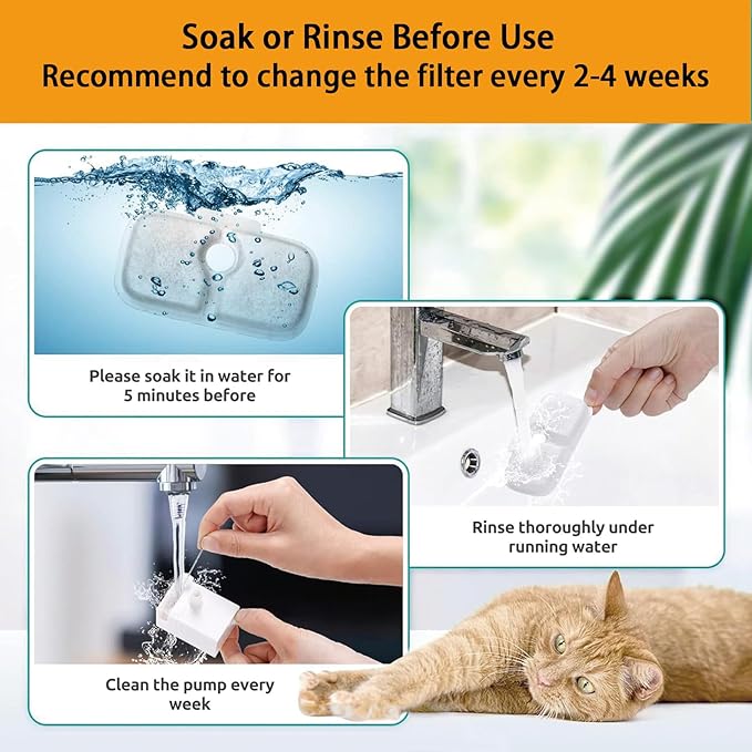 20 Packs Cat Water Fountain Filter Replacement Compatible with PETLIBRO® Dockstream Cat Water Fountain PLWF005/PLWF115/PLWF105,Triple Filtration System Replacement Filter with Pre-Filter Sponge