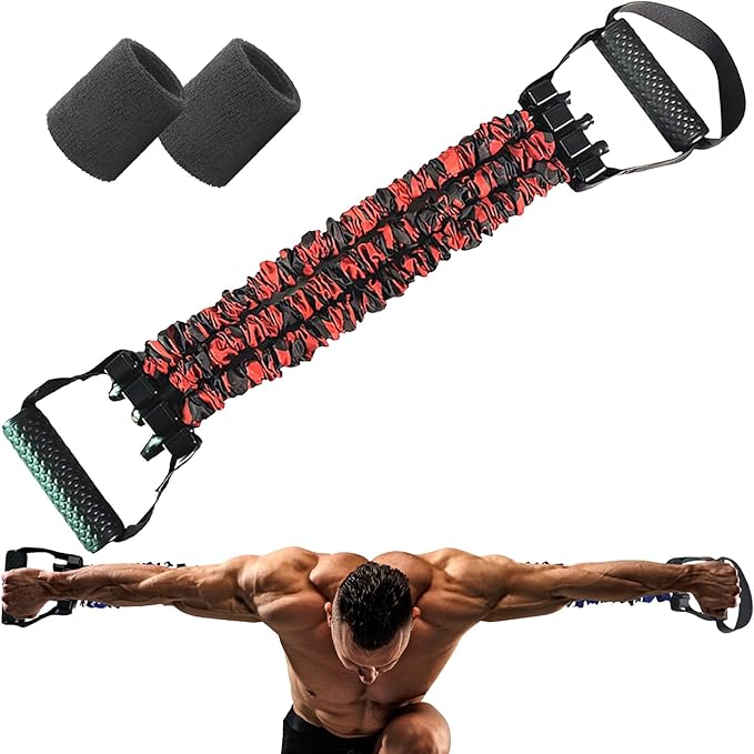 Natural Latex 3-Hole Resistance Stretcher, 2025 New Chest Expander Stretch Bands for Men, High Elasticity & Tear Resistant Exercise Bands with Handles, Full-Body Basic Training-FlexoryFit