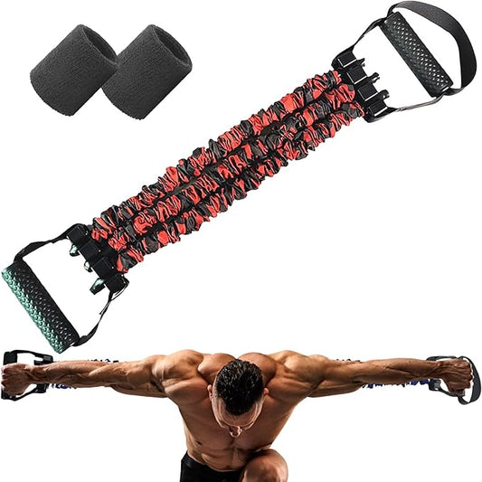 Natural Latex 3-Hole Resistance Stretcher, 2025 New Chest Expander Stretch Bands for Men, High Elasticity & Tear Resistant Exercise Bands with Handles, Full-Body Basic Training-FlexoryFit