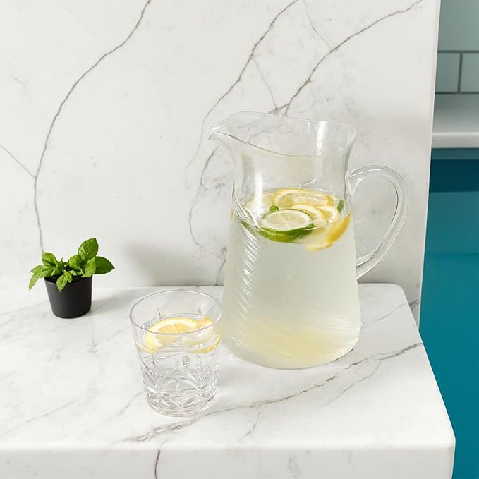 Lily's Home Shatterproof Acrylic Pitcher with spout, Versatile Plastic Pitcher for Water, Juice, Iced Tea, Milk, Iced Tea Beverage Carafe, Dishwasher Safe Top Rack, 2.5QT/80 OZ