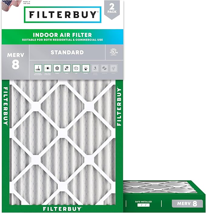 Filterbuy 10x20x2 Air Filter MERV 8 Essential Dust & Allergy Defense, by Filterbuy
