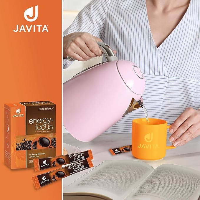 Javita Energy + Focus Instant Coffee Packets, 100% South American Arabica & Robusta Blend, plus Herbs for Clarity, Energy, & Focus, Keto, Dieters Drink, 4 boxes of 24 (4.2g) sticks-FlexoryFit