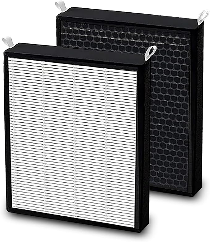 2 Pack 47001 HEPA/Carbon Combo Replacement Filters Compatible with NUWAVE OxyPure Model 47001 47002 47003 47004 47005 and 47006 Air Purifiers