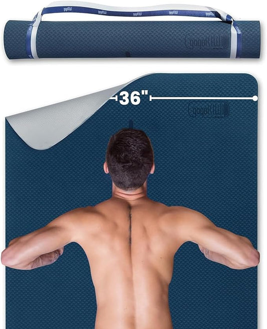Extra Wide Yoga Mat for Men Women (72"L x 36"W) Non Slip Fitness & Exercise Mat with Alignment Marks for Yoga, Pilates, Floor Workouts-FlexoryFit