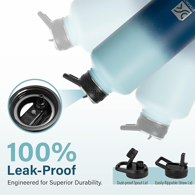 Insulated Water Bottle | Thickened Stainless Steel for Gym and Hiking with Straw, Carrier Bag, Handle Strap | BPA-Free 87 oz-FlexoryFit