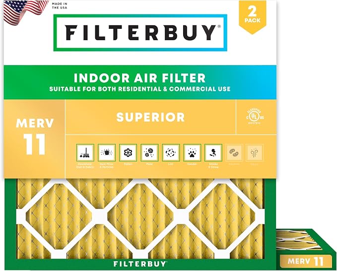 Filterbuy 19x19x1 Air Filter MERV 11 Superior Pet & Allergy Defense, by Filterbuy