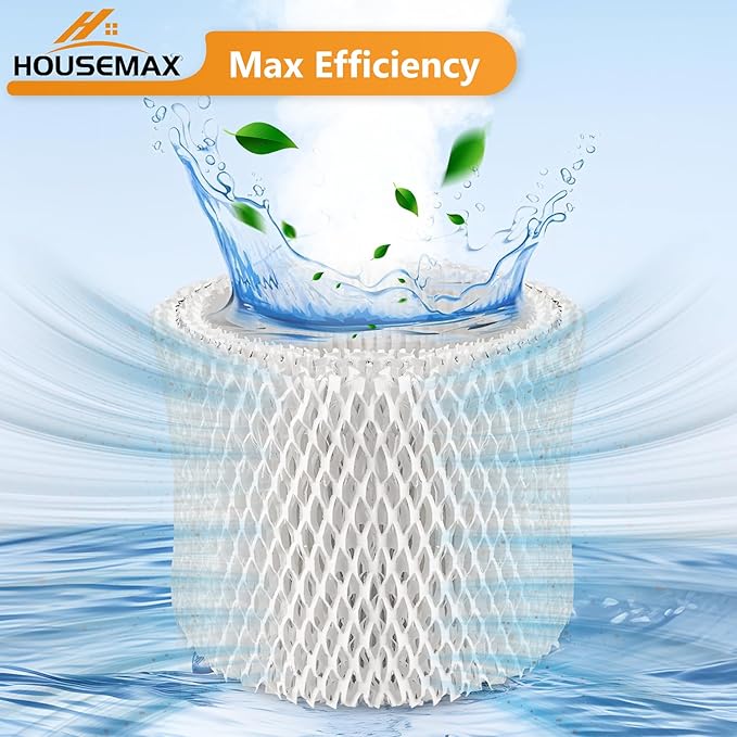 HOUSEMAX 2 Pack WF2 Humidifier Filter Replacements with 2 Humidifier Cleaning Fish, Compatible with Vicks V3100 V3500 V3600 V3700 V3800 V3900, Honeywell HCM-350, Kaz 3020, Sunbeam 1118, ECM-250i