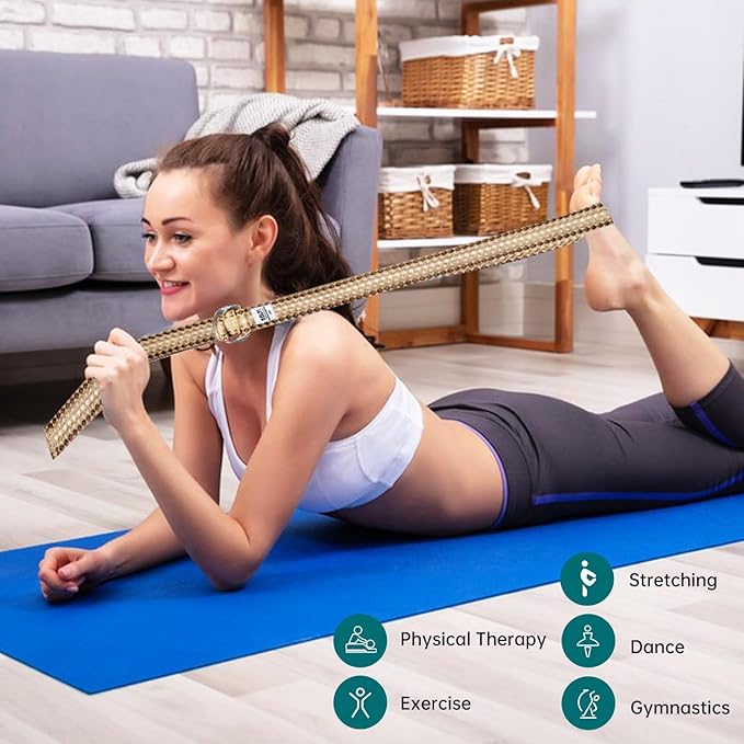 Yoga Exercise Adjustable Straps 8FT with Durable D-Ring for Pilates & Gym Workouts | Hold Poses, Stretch, Improve Flexibility & Maintain Balance-FlexoryFit