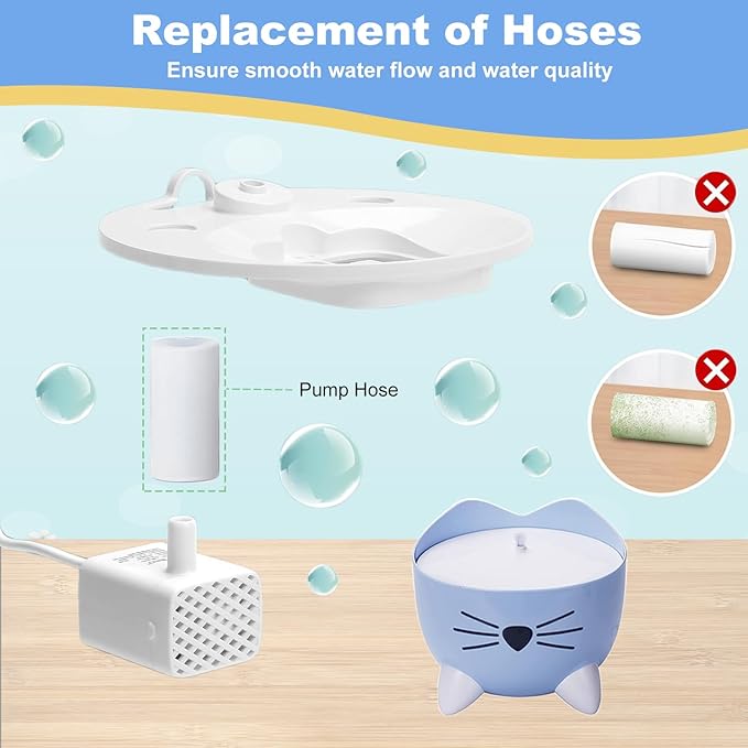 Cat Water Fountain Filter,Cat Fountain Filters for PIXI Pet Water Fountain,16 Pack Pet Fountain Filter Replacement,4 Pump Hoses