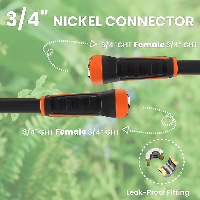 Giraffe Tools Garden Hose 12ft x 3/4", Heavy Duty Water Hose, Flexible, Hybrid Lightweight Hose with Swivel Handle, Male to Female Fittings, Burst 600 PSI