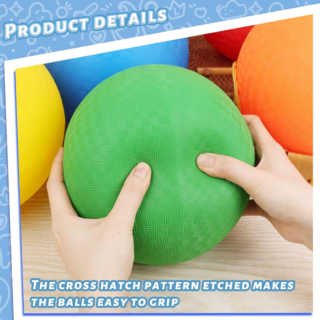 LovesTown Inflatable Playground Ball, 8.5 Inch Dodgeballs Kickballs with Air Pump, for 4 Square Ball Games, Sports Toys, Green