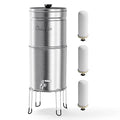 Culligan with MaxClear Technology 3 Gallon Gravity Water Filter System, Brushed Countertop Ceramic Water Filter NSF/ANSI Certified to Reduce Lead, Microplastics & Total PFAS, with 3 Filters