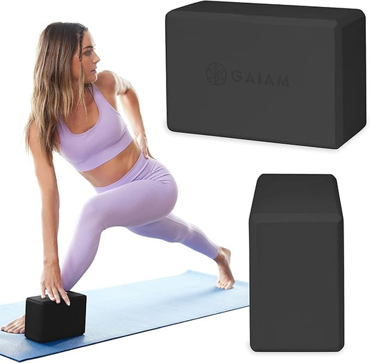 Gaiam Yoga Block - Supportive Latex-Free Eva Foam - Soft Non-Slip Surface with Beveled Edges for Yoga, Pilates, Meditation - Yoga Accessories for Stability, Balance, Deepen Stretches-FlexoryFit