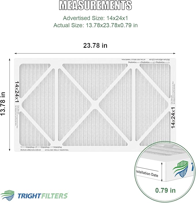14x24x1 Air Filter 4 Pack, MERV 8 Pleated Dust Defense Air Filters Replacement Air Conditioner HVAC AC Furnace Filter, Durable and Lightweight