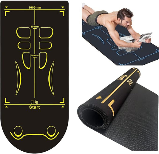 Non-Slip Workout Mat for Ab Roller Wheel, Exercise Mat with Storage Bag, 7mm Extra Thick Exercise Equipment Yoga Floor Mats Home & Gym Sound Insulation Protection Pads-FlexoryFit