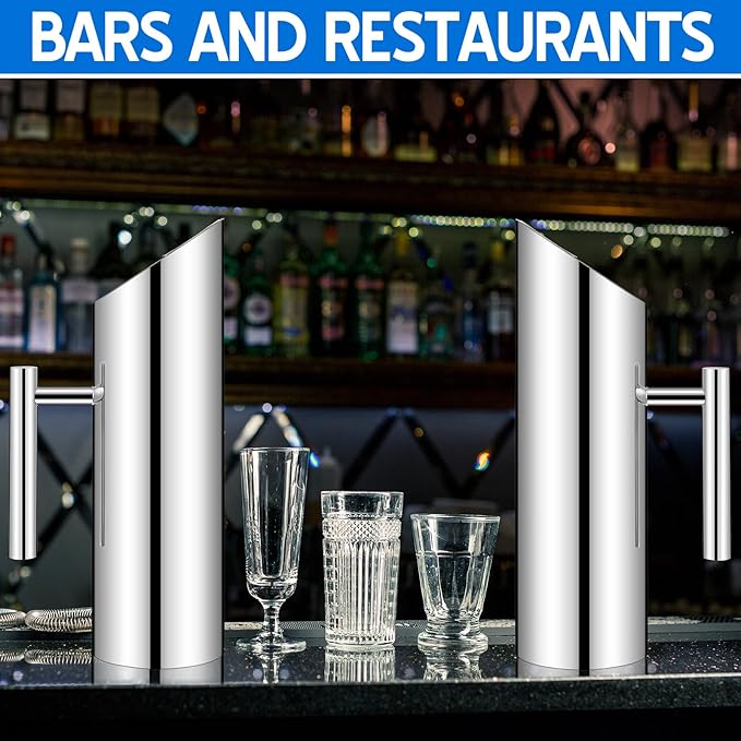 3 Pack 53oz/1.5l Stainless Steel Water Pitcher Modern Metal Pitcher with Ice Guard Silver Carafe Drink with Handle or Iced Hot Drink Tea Juice Coffee Beer