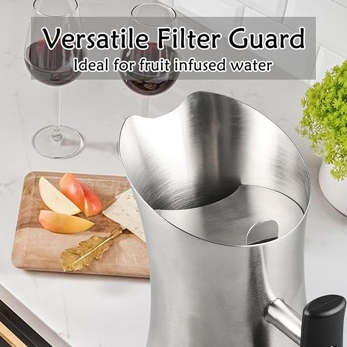 70oz Alkaline Water Pitcher Carafe Stainless Steel Drinking Jug with Ice Guard and Handle Polished Metal Pitcher Jar for Cold Drinking by GWENBHMTOOL
