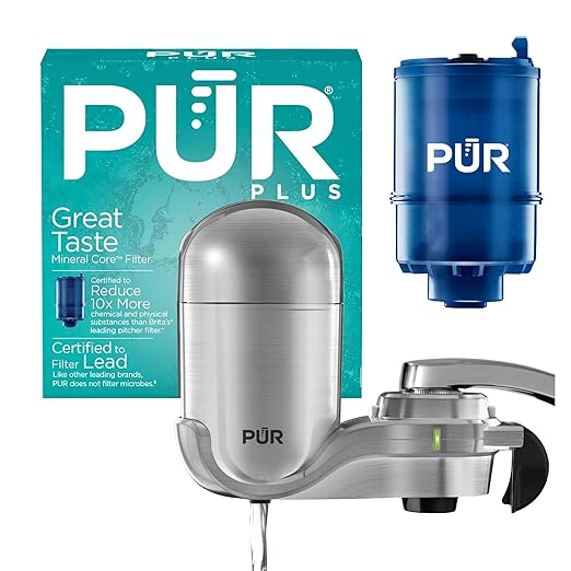 PUR PLUS Vertical Faucet Mount Water Filtration System, Lead-Reducing Filter by PUR