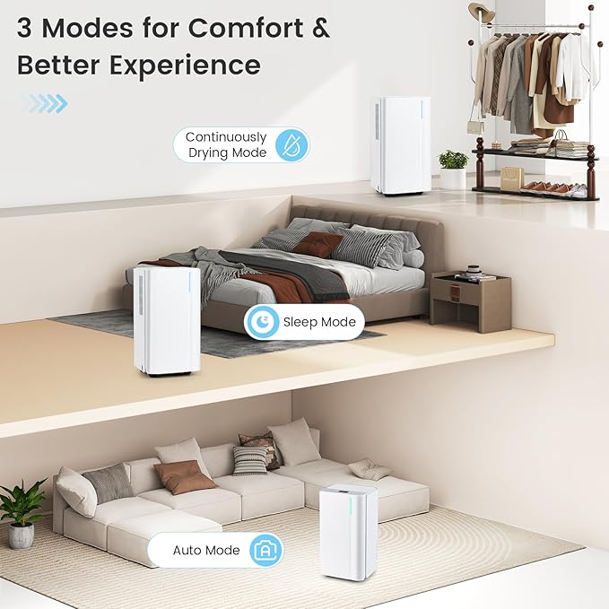 COSTWAY 32 Pints Dehumidifier for Home, 2000 Sq.Ft Portable Dehumidifier for Bedroom, Basement, Bathroom, 24H Timer, 3-Color Indicator, 3.3 FT Drain Hose, 4 Wheels