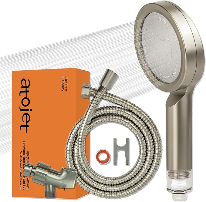 Premium Filter Showerhead Designed With Korea's Luxury Beauty Philosophy - Carbon Composite Filter | Single 1 month Set (Hose, Mount, Teflon Tape, Wrench) (JNE300N-SET-SNG)