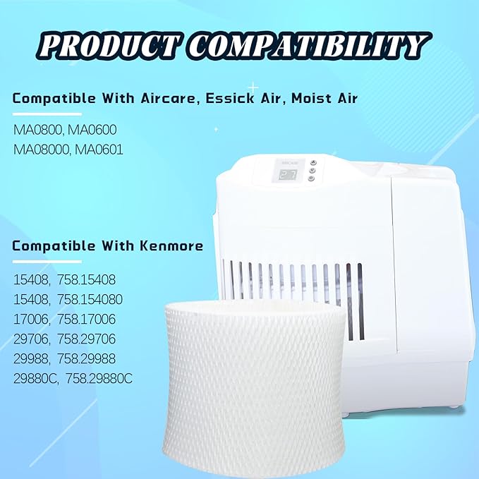 MAF2 Humidifier Filter Replacement for AIRCARE Essick Air Moist Air MA0800 MA0600 MA08000 MA0601 for Kenmore 15408 15508 154080 17006 29706 29988 Series Humidifier Super Wick Filter (2-Pack)