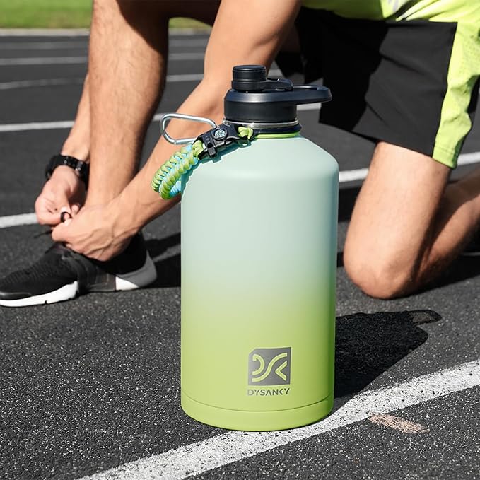1 Gallon Water Bottle Insulated | Thickened Stainless Steel Vacuum Metal Water Jug | Portable Sports Large for Gym and Hiking with Straw, Carrier Bag, Handle Strap | BPA-Free 128 oz-FlexoryFit