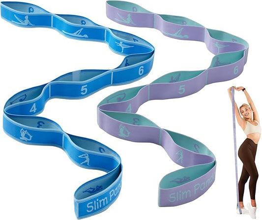 Slim Panda Stretch Strap, Dance Stretch Bands Flexibility, Elastic Yoga Stretching Strap with 9 Loops for Physical Therapy, Pilates, Yoga, Ballet, Gymnastics Stretching Bands for Exercise-FlexoryFit