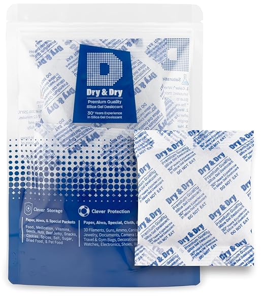 Dry & Dry Silica Gel Packets, Desiccant Packs, Silica Gel - Rechargeable Silica Gel Packs - White - 7 Packet (100 Gram)