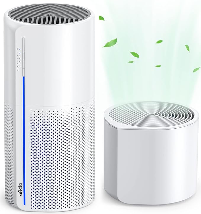 Afloia 2 in 1 Air Purifier, 3 Stage Filters for Home Allergies Pets Hair Smoker Odors, Auto Shut Off, Quiet Air Cleaner with Seven Color Light,MIROPRO