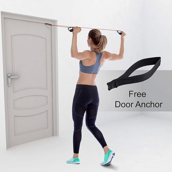 Resistance Bands with Handles and Door Anchor, Gym Resistance Tubes for Strength Training, Exercise Bands for Working Out, Physical Therapy, Home Workouts, Pilates & Crossfit-FlexoryFit