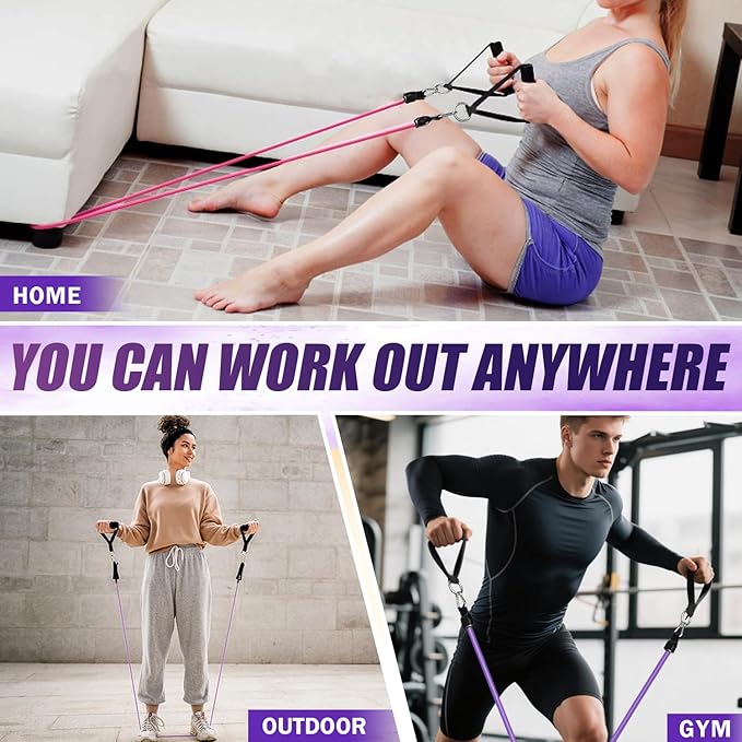 WHATAFIT Resistance Bands, Exercise Bands，Resistance Bands for Working Out, Work Out Bands with Handles for Men and Women Fitness, Strength Training Home Gym Equipment-FlexoryFit