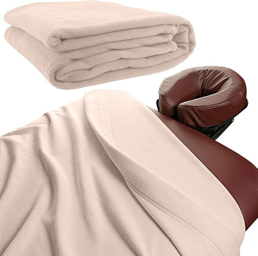 NRG Polar Fleece Blankets Fleece Massage Table Blanket - 60" x 86" - Natural - Ultra Soft, Warm & Comfortable - Lightweight Blanket Perfect for Most Massage Tables - Machine Washable