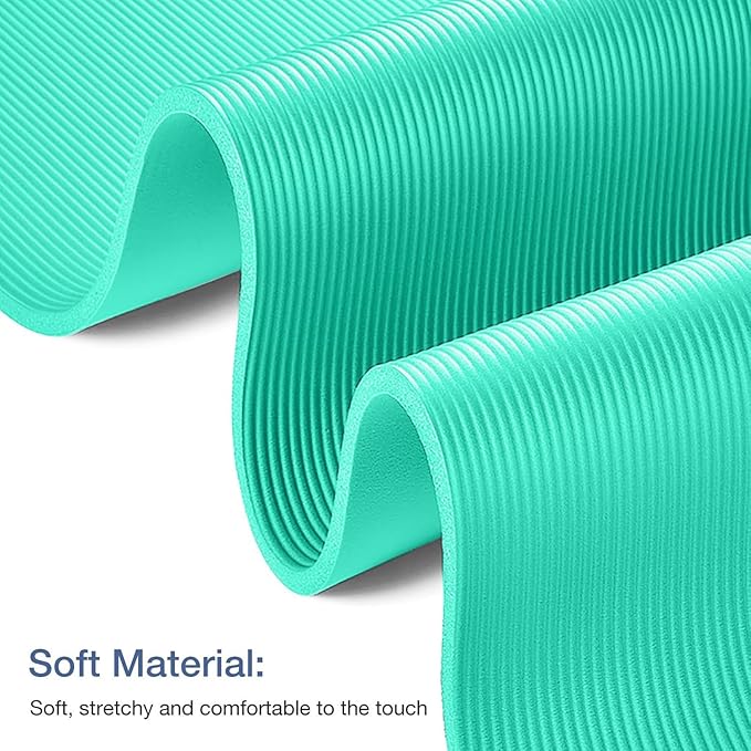 Thick Yoga Mat Non Slip, Large Size 72" L x 32" W x 0.6" TH, Premium Exercise & Fitness Mat with Carrying Strap and Bag, Workout Mats for Home-FlexoryFit