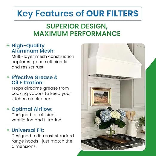 Filter Everything Replacement Aluminum Range Hood Filter Compatible with Whirlpool Y706012 – 9” x 16-1/2” x 3/32” – 1-Pack