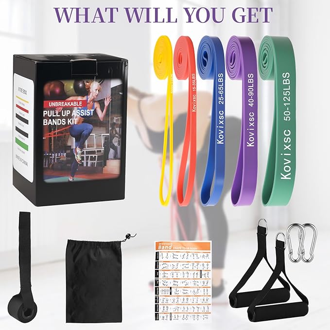 Resistance Bands for Working Out, Pull Up Assistance Bands, Exercise Workout Bands for Men & Women, Gym Bands with Door Anchor & Handle, Stretching Bands for Physical Therapy, Muscle Training-FlexoryFit