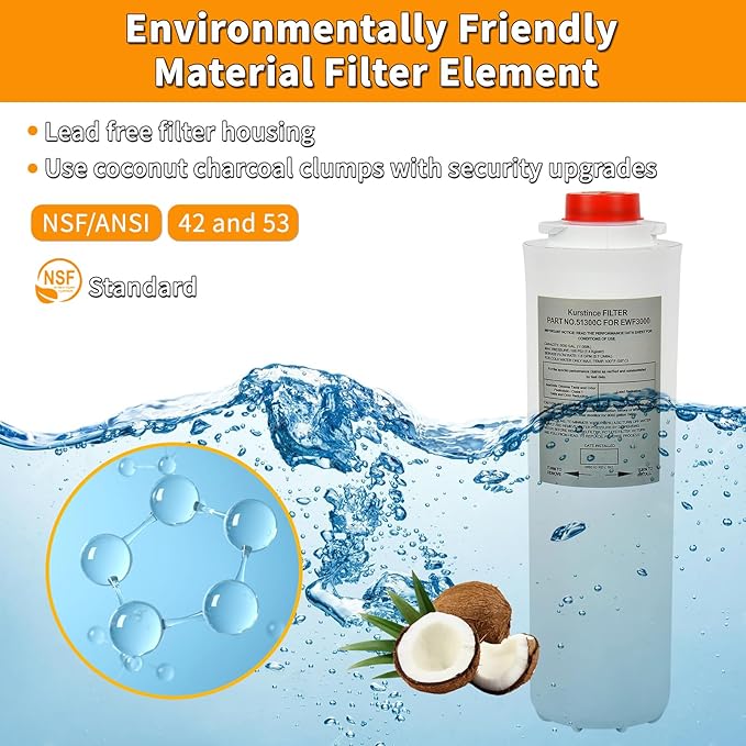51300C Filters, Replacement for Elkay EWF3000 51300C Filter By NSF/ANSI 42 Certified, Compatible With Ezh2o Filter Replacement Bottle Stations, 3000 Gallon High Capacity 3 Packs (No Chip)