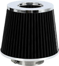 PTNHZ Universal Balck 2.5" 63mm High Flow Cold Air Intake Cone Air Filter Power Intake Air Inlet System Air Cleaner