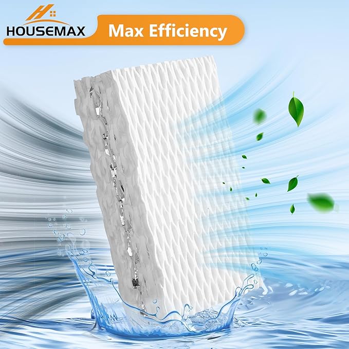 HOUSEMAX 4 Pack WF813 Humidifier Wick Filters with 2 Cleaning Fish, Compatible with Vicks Equate Eqwf813 Eq-2119-Ul, Relion RCM-832 RCM-832N, ProCare PCCM-832N Cool Mist Humidifier Replacement Filter