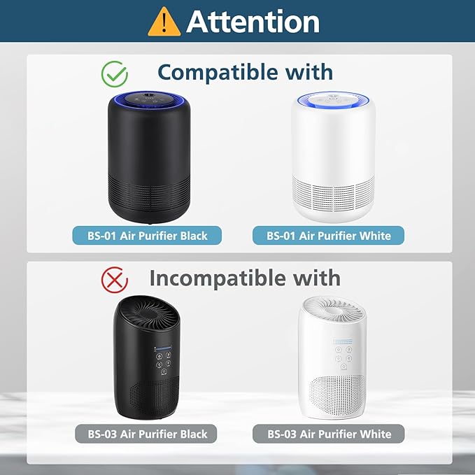 BS-01 Replacement Filter Compatible with Slevoo BS-01 Air Purifier, 3-in-1 H13 True HEPA Filter Replacement, 2 PACK BS01 Air Filt-er (NOT fit for BS-03)