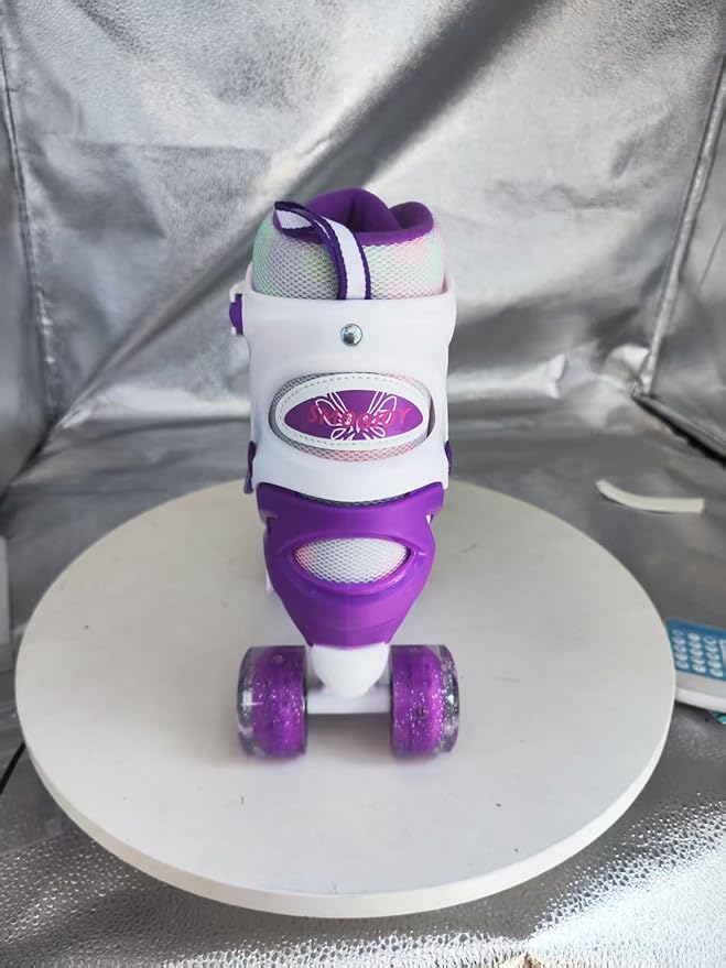 Kids Roller Skates for Girls-Outdoor 4 Size Adjustable Butterfly Quad Rollerskates for Indoor Ages 3-12 Years Beginners Children's Birthday Gift with Light Up Wheels patines para niñas Indoor-FlexoryFit