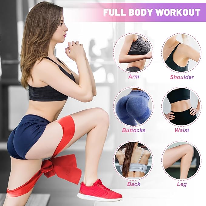 5 Pcs Resistance Bands, Professional Exercise Bands Elastic Stretch Bands for Fitness Yoga Pilates Stretching Strength Training, Workout Bands for Women and Men Home Gym-FlexoryFit
