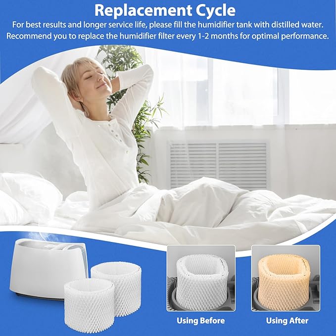 Extolife 6 Pack WF2 Humidifier Filters for Vicks Humidifier V3100 V3500 V3600 V3700 V3800 V3850 V3900, for Honeywell HCM-350 HCM-630 HCM-300T, for Kaz 3020, for Sunbeam 1118 1119, ECM-250i, ECM-500