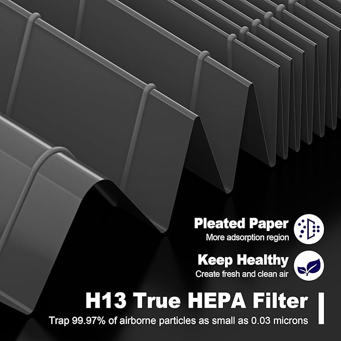 4 Pack 115115 HEPA Smoke Remover Replacement Filter A for Winix PlasmaWave Air Purifier C535 5300 5300-2 6300 6300-2 P300 AM90 9000 5000 5000B C909 9800, H13 True HEPA Size 21 Filter, Black