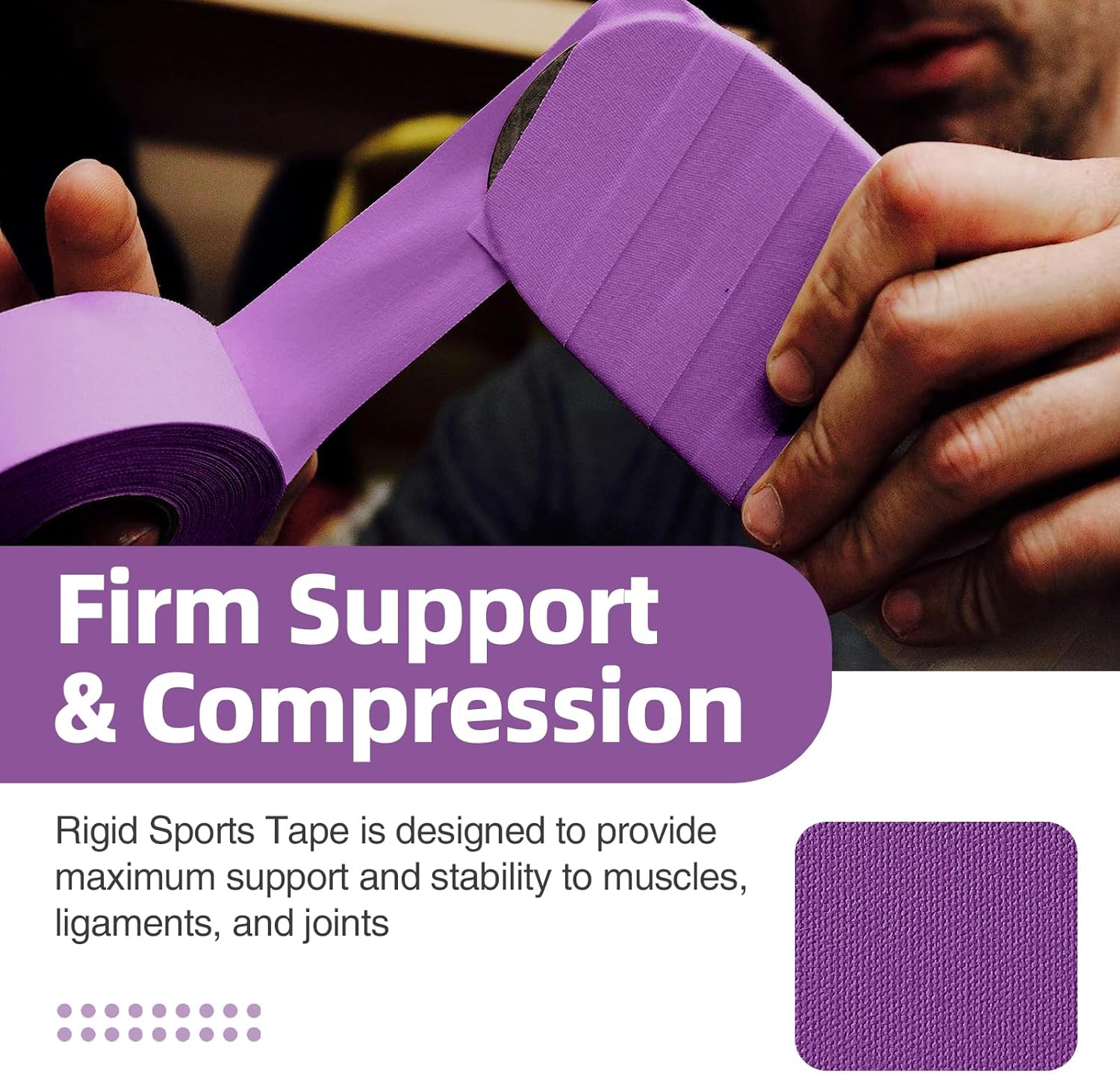OK TAPE 4 Rolls Athletic Tape, Sports Tape for Injuries, Rigid, Easy Tear Medical Tape, Wrist Tape, No Sticky Residue | Secure Ankle, Finger, Knee- 1.5inch x 15yards (Purple)