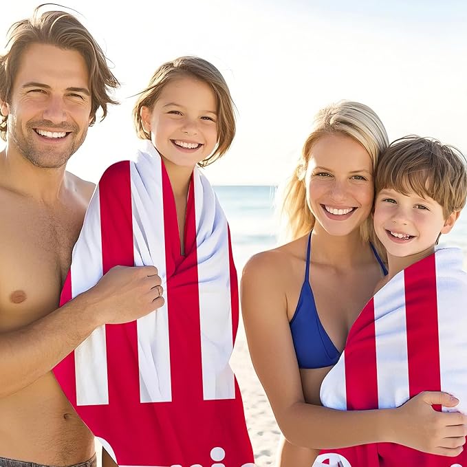 JML Personalized Beach Towel with Name, Custom Cabana Stripe Beach Towel, Customized Microfiber Pool Towel, Quick Dry & Absorbent Swim Towel for Adult,Mother's Day, Birthday, Summer Holiday,Vacation-FlexoryFit