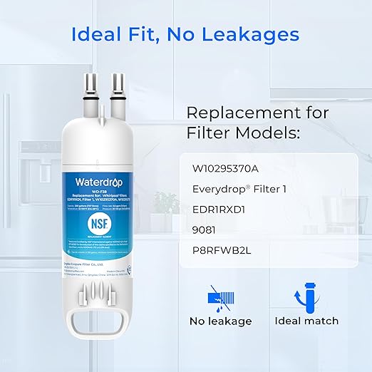 Waterdrop EDR1RXD1 Replacement for W10295370A, Everydrop® Filter 1, EDR1RXD1B, P8RFWB2L, P4RFWB, Kenmore® 46-9081, 46-9930, WD-F38 Refrigerator Water Filter, 1 Filter